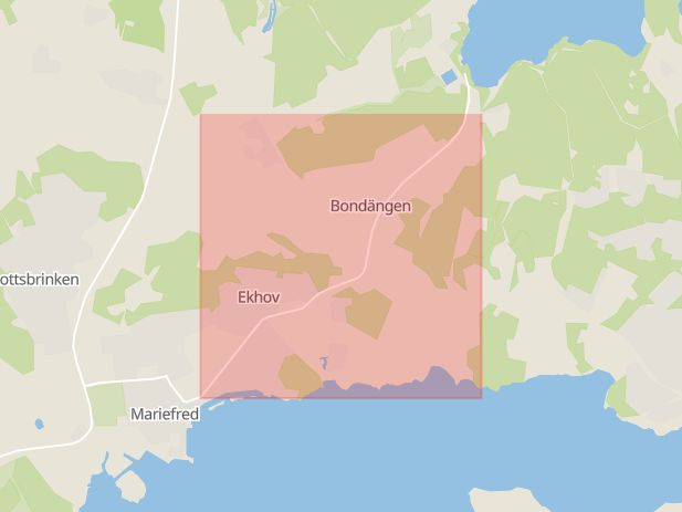 Karta som med röd fyrkant ramar in Mariefred, Ärnäsvägen, Strängnäs Kommun, Strängnäs, Södermanlands län