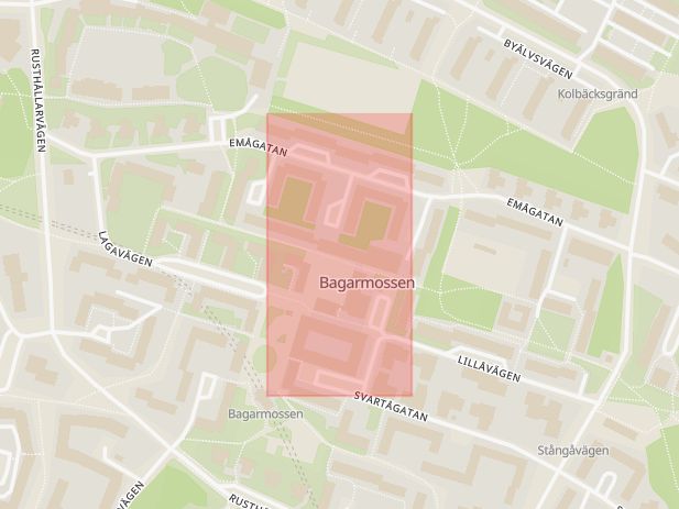 Karta som med röd fyrkant ramar in Lagaplan, Stockholm, Stockholms län