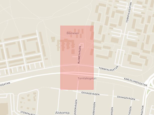 Karta som med röd fyrkant ramar in Hagaskolan, Blåmesvägen, Örebro, Örebro län