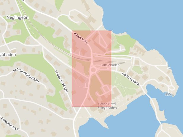 Karta som med röd fyrkant ramar in Tattby, Nacka, Stockholms län