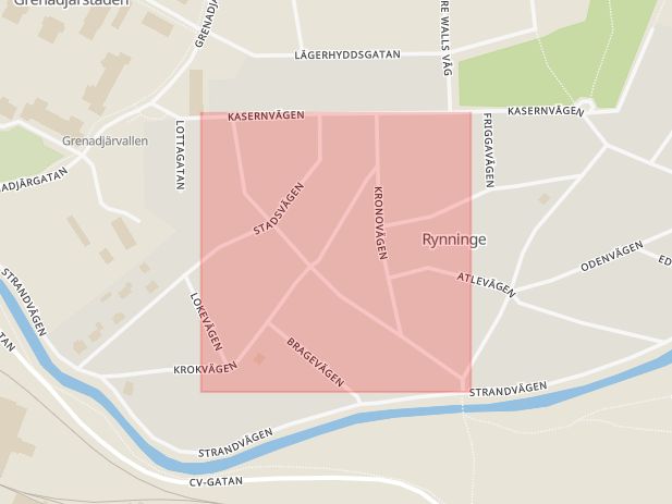 Karta som med röd fyrkant ramar in Torgvägen, Örebro, Örebro län