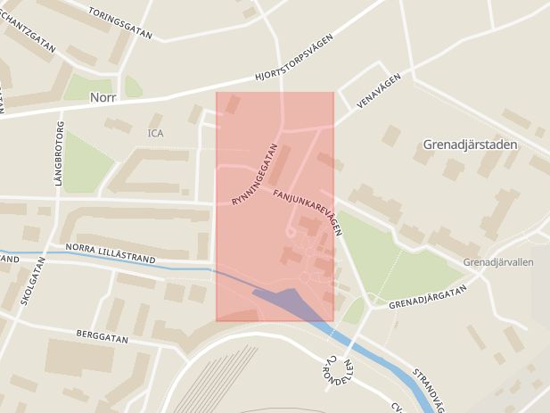 Karta som med röd fyrkant ramar in Markbacken, Minigolfbana, Örebro, Örebro län