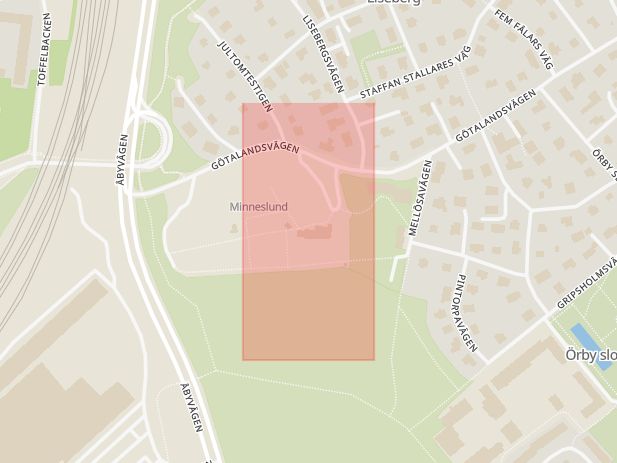 Karta som med röd fyrkant ramar in Älvsjö, Brännkyrka Kyrka, Stockholm, Stockholms län