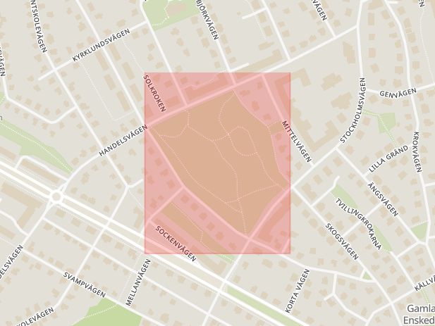 Karta som med röd fyrkant ramar in Margaretaparken, Stockholm, Stockholms län