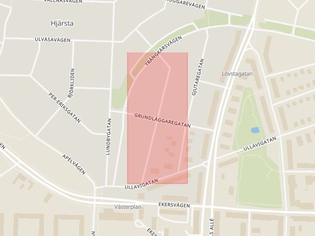Karta som med röd fyrkant ramar in Verkmästaregatan, Hjärsta, Örebro, Örebro län