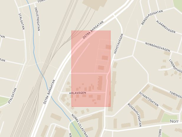Karta som med röd fyrkant ramar in Örebro City Vandrarhem, Vandrarhemmet, Tunnelgatan, Örebro, Örebro län