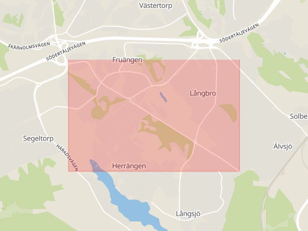 Karta som med röd fyrkant ramar in Vantörsvägen, Stockholm, Stockholms län