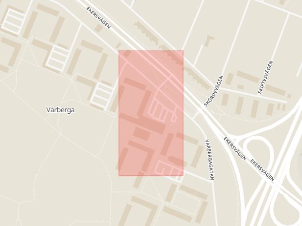 Karta som med röd fyrkant ramar in Varberga, Varbergagatan, Örebro, Örebro län