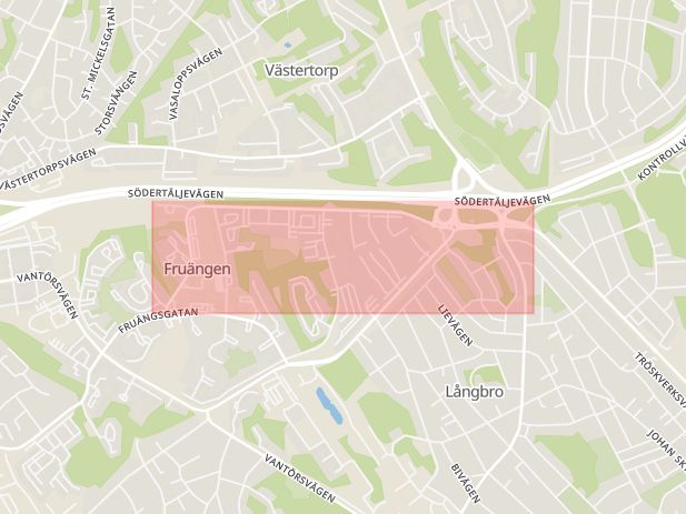 Karta som med röd fyrkant ramar in Elsa Brändströms Gata, Stockholm, Stockholms län