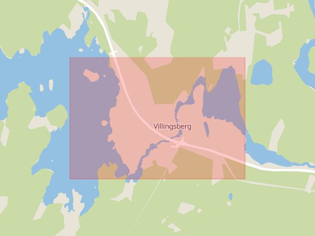 Karta som med röd fyrkant ramar in Villingsberg, Karlskoga, Örebro län