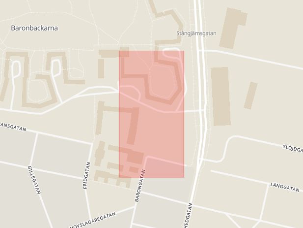 Karta som med röd fyrkant ramar in Engelbrektsskolan, Baronbacken, Örebro, Örebro län