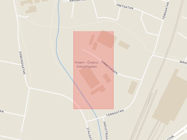 Karta som med röd fyrkant ramar in Holmen, Osmundgatan, Örebro, Örebro län