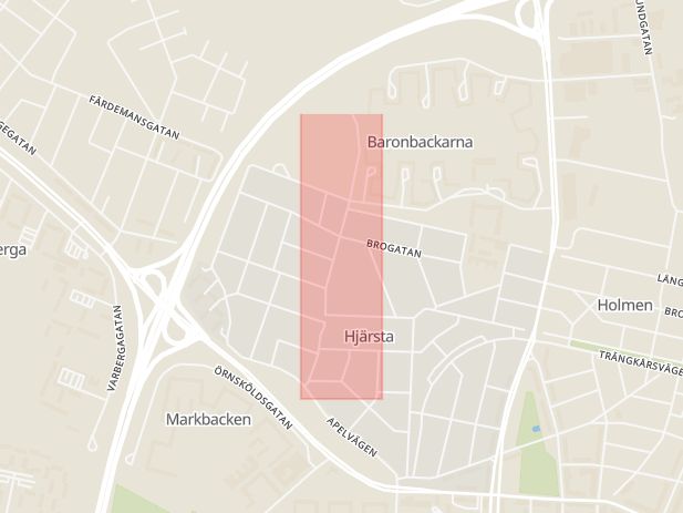 Karta som med röd fyrkant ramar in Hjärsta, Örebro, Örebro län