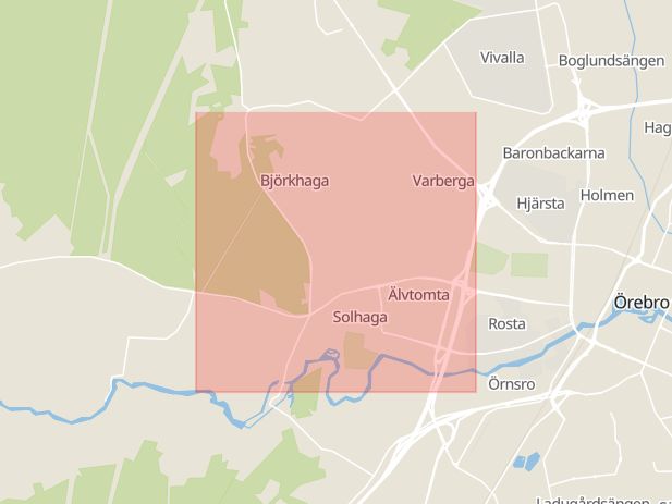 Karta som med röd fyrkant ramar in Haga, Örebro, Örebro län