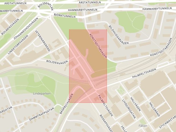 Karta som med röd fyrkant ramar in Infartsparkering, Enskede, Stockholm, Stockholms län