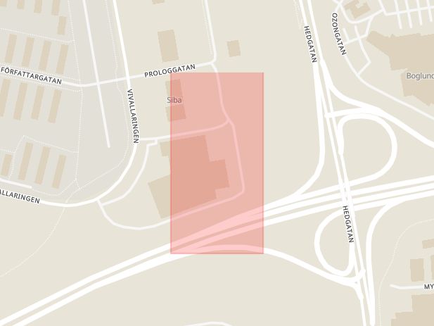 Karta som med röd fyrkant ramar in Prologgatan, Systembolaget, Örebro, Örebro län