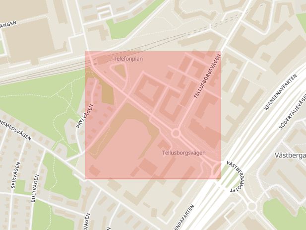 Karta som med röd fyrkant ramar in Västberga, Mikrofonvägen, Stockholm, Stockholms län