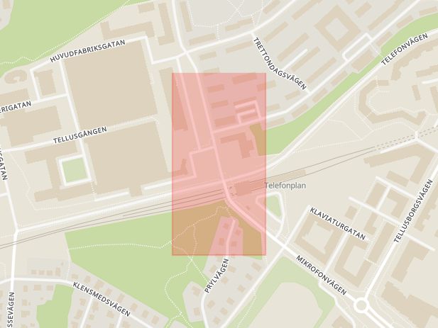 Karta som med röd fyrkant ramar in Telefonplan, Stockholm, Stockholms län