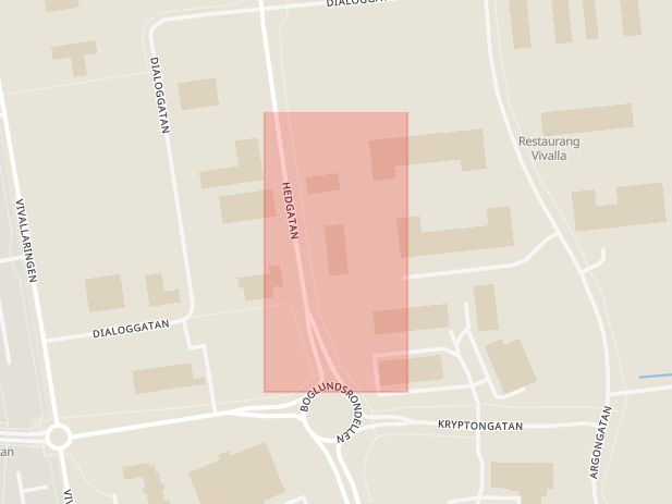 Karta som med röd fyrkant ramar in Prologgatan, Hedgatan, Örebro, Örebro län