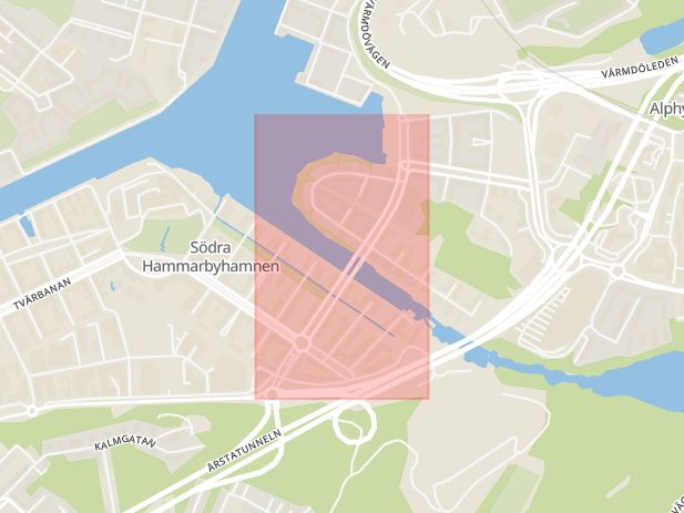 Karta som med röd fyrkant ramar in Lugnets Allé, Stockholm, Stockholms län