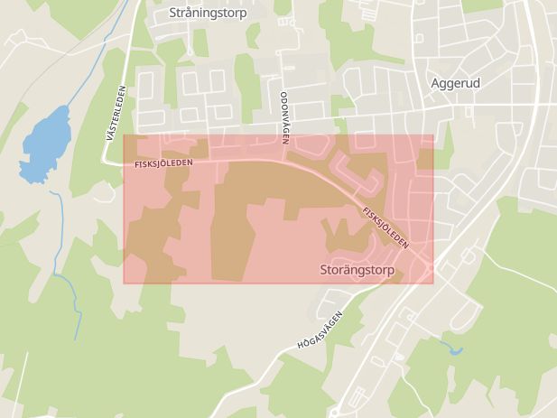 Karta som med röd fyrkant ramar in Fisksjöleden, Karlskoga, Örebro län