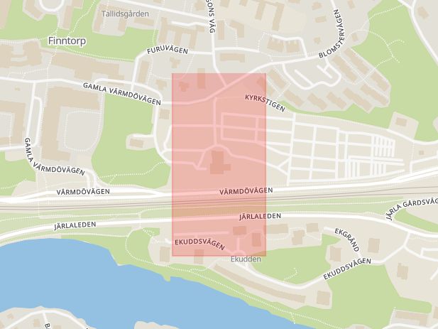 Karta som med röd fyrkant ramar in Ormingeleden, Värmdövägen, Nacka, Stockholms län