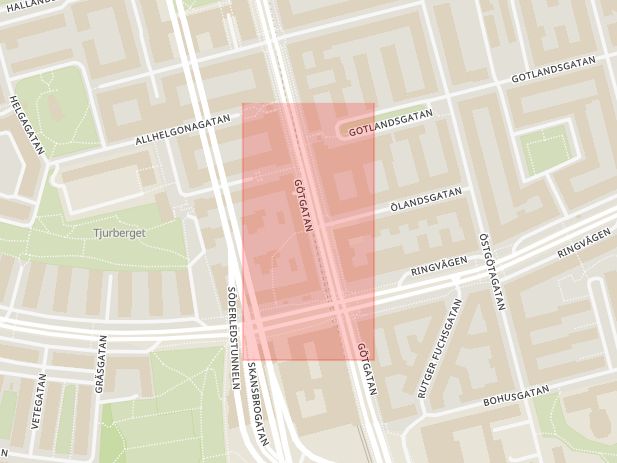 Karta som med röd fyrkant ramar in Ringens, Tuben, Stockholm, Stockholms län