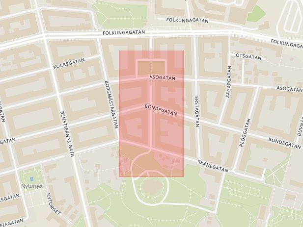 Karta som med röd fyrkant ramar in Klippgatan, Stockholm, Stockholms län