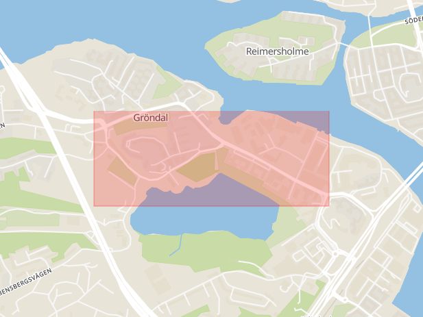 Karta som med röd fyrkant ramar in Lövholmsvägen, Stockholm, Stockholms län