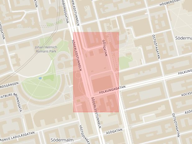 Karta som visar ungefär var händelsen Stöld: En förövare har på Södermalm ryckt ifrån anmälaren hans sparkcykel och åkt därifrån. Anmälaren följer efter till fots. inträffat