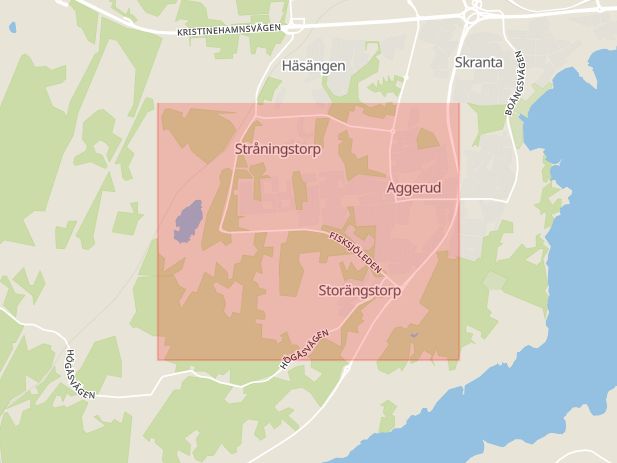 Karta som med röd fyrkant ramar in Stråningstorp, Karlskoga, Örebro län