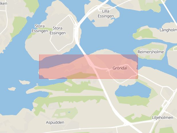 Karta som med röd fyrkant ramar in Gröndal, Gångvägen, Stockholm, Stockholms län