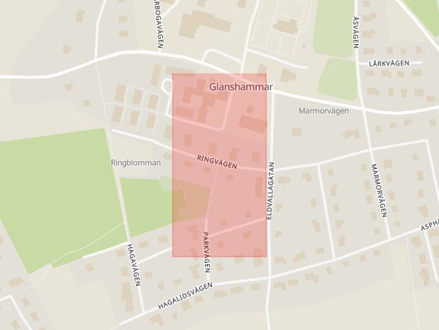 Karta som med röd fyrkant ramar in Glanshammar, Örebro, Örebro län