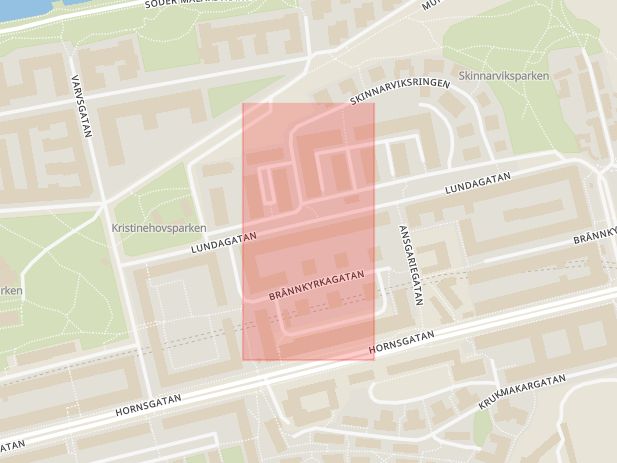 Karta som med röd fyrkant ramar in Södermalm, Örebro, Stockholms län