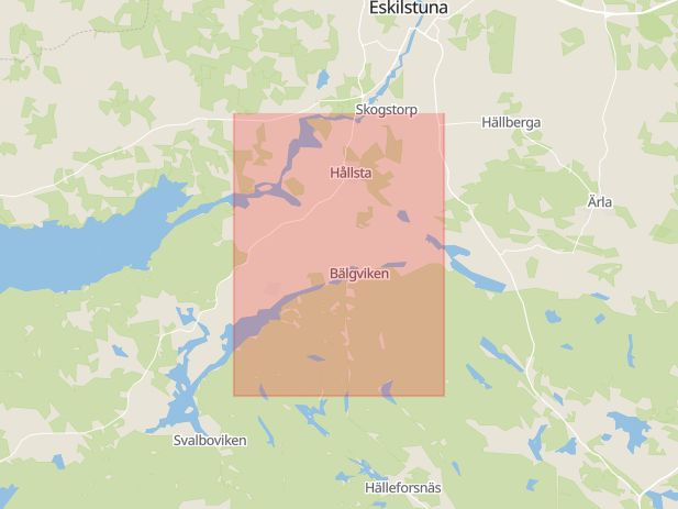 Karta som med röd fyrkant ramar in Husby, Rekarne, Eskilstuna, Södermanlands län