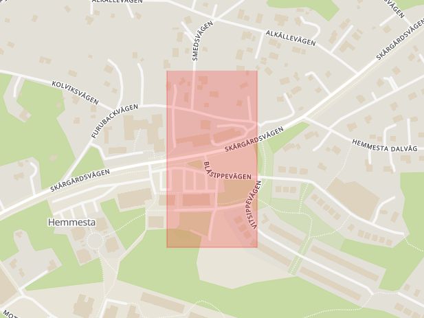 Karta som med röd fyrkant ramar in Fruvik, Värmdö, Stockholms län