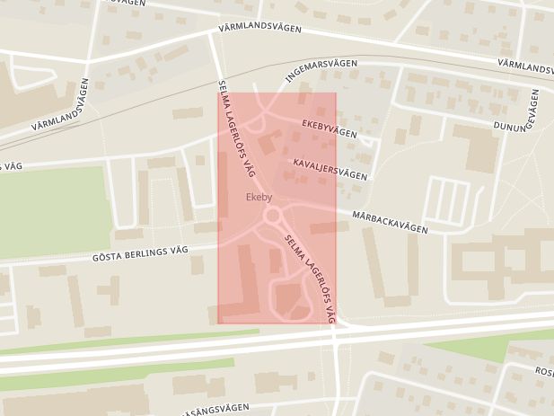 Karta som med röd fyrkant ramar in Ekeby, Karlskoga, Örebro län