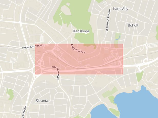Karta som med röd fyrkant ramar in Bohult, Centrumleden, Karlskoga, Örebro län