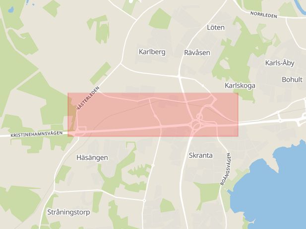 Karta som med röd fyrkant ramar in Värmlandsvägen, Karlskoga, Örebro län