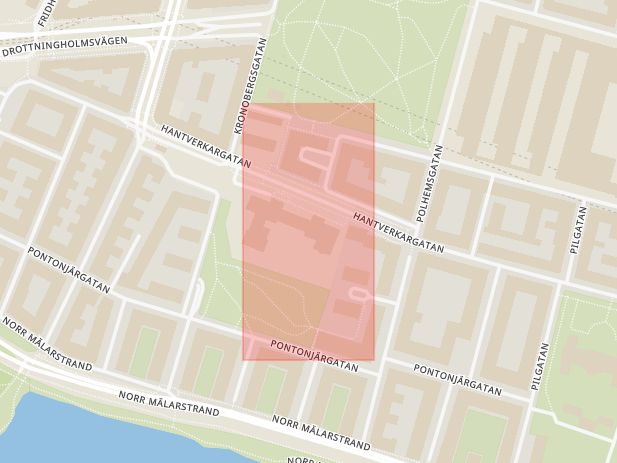 Karta som med röd fyrkant ramar in Kungsholmen, Höja, Stockholms län