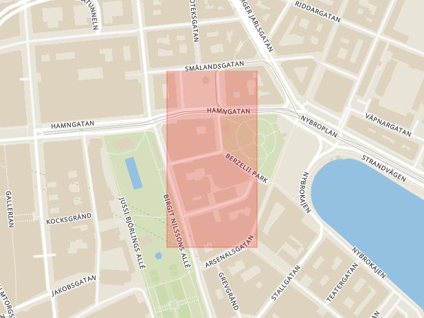 Karta som med röd fyrkant ramar in Norrmalm, Klubben, Stockholm, Stockholms län