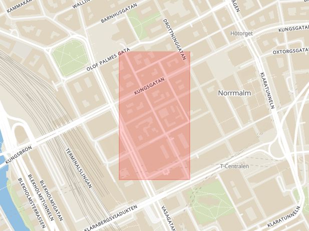 Karta som med röd fyrkant ramar in Traneberg, Klara, Stockholm, Stockholms län