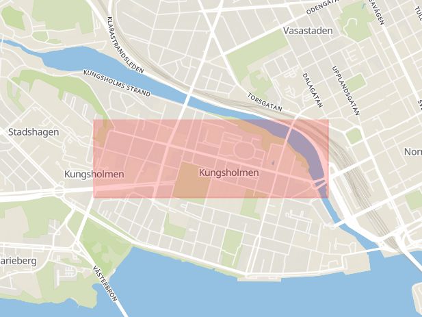 Karta som med röd fyrkant ramar in Fleminggatan, Stockholm, Stockholms län