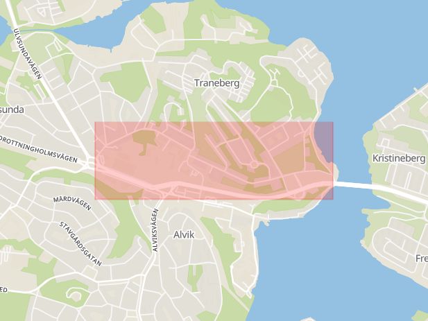 Karta som med röd fyrkant ramar in Traneberg, Park, Stockholm, Stockholms län