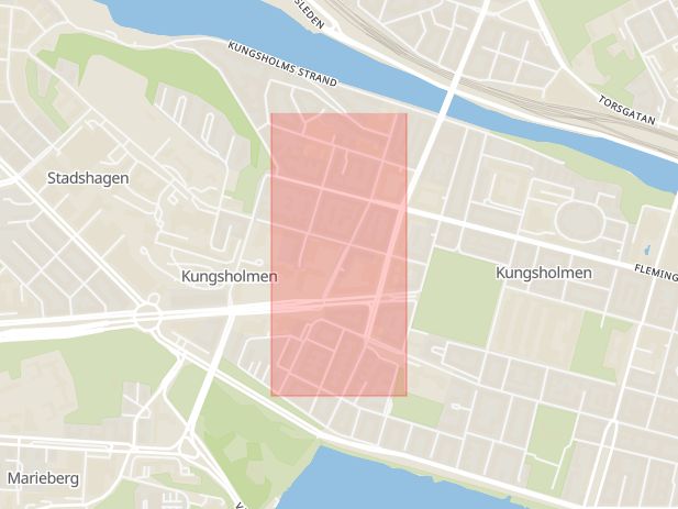 Karta som med röd fyrkant ramar in Fridhemsgatan, Stockholm, Stockholms län