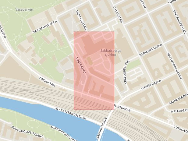Karta som med röd fyrkant ramar in Gymnasieskolan, Stockholm, Stockholms län