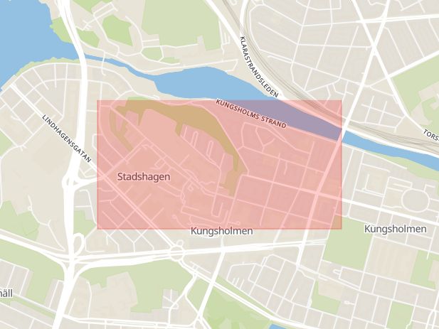 Karta som med röd fyrkant ramar in Sankt Göransgatan, Stockholm, Stockholms län