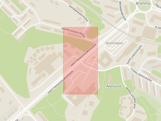 Karta som med röd fyrkant ramar in Drottningholmsvägen, Tunnlandsvägen, Stockholm, Stockholms län