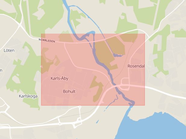 Karta som med röd fyrkant ramar in Bofors, Karlskoga, Örebro län