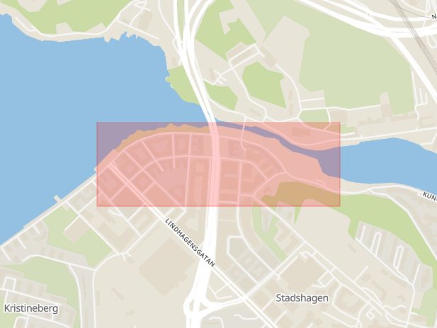 Karta som med röd fyrkant ramar in Hornsbergs Strand, Stadshagen, Stockholm, Stockholms län